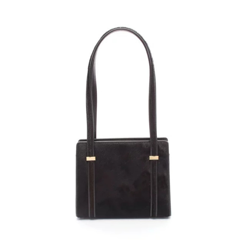 Gucci black ponyhair calfskin shoulder bag dual tall shoulder